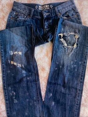 Mossimo Supply Co. Distressed Dark Blue Boyfriend Jeans